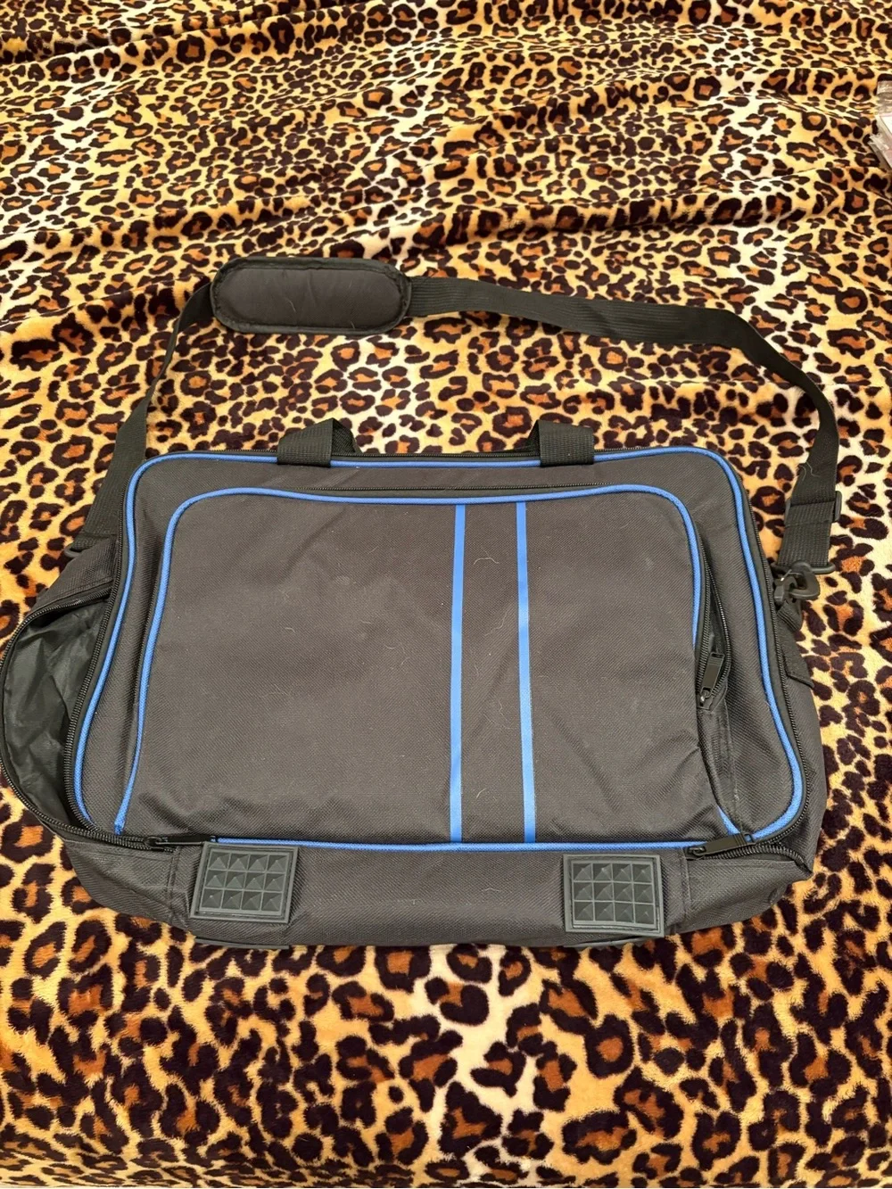 Black and Blue Men's Messenger Bag - Stylish Everyday Carry